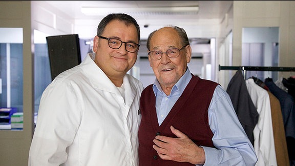 Michael Trischan und Herbert Köfer am Set.