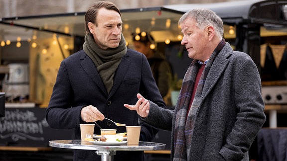 Martin Stein und Roland Heilmann bei einer Kaffeepause