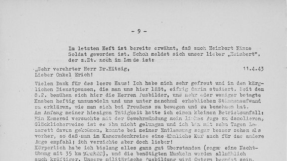 Auszüge aus der Monatsschrift "Das leere Haus", die die Mitarbeitenden des Leipziger Senders während des Krieges über Interna auf dem Laufenden hielt. 