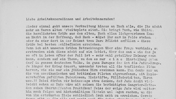 Auszüge aus der Monatsschrift "Das leere Haus", die die Mitarbeitenden des Leipziger Senders während des Krieges über Interna auf dem Laufenden hielt. 