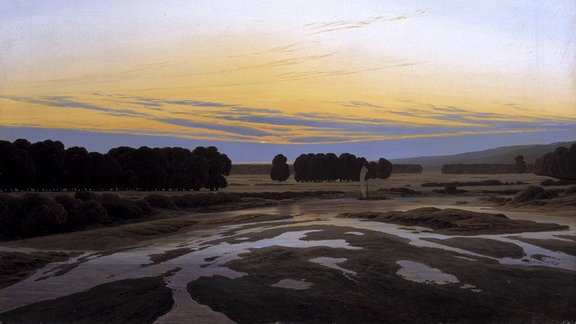 Öl-Gemälde Caspar Davis Friedrich vom Großen Gehege bei Dresden.   