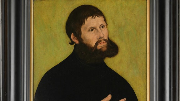 Lucas Cranach der Ältere, Martin Luther als Junker Jörg, ölhaltige Farben auf Buchenholztafel, um 1521–1522