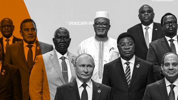 Der russische Präsident Wladimir Putin und Teilnehmer der Russland-Afrika-Gipfel posieren für ein Foto in Sankt Petersburg.