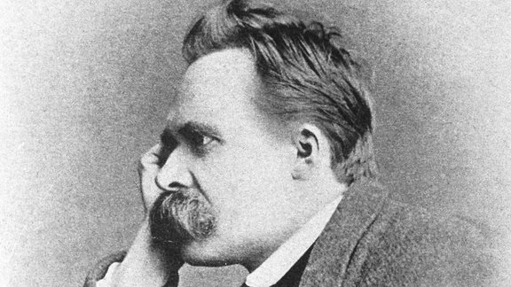 Zeichnung von Friedrich Nietzsche im Profil.