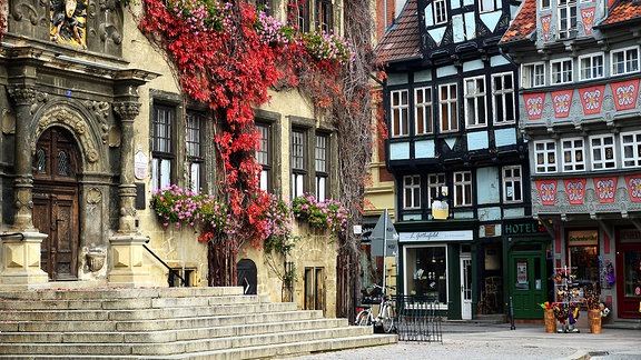 Fachwerkhäuser in der Innenstadt von Quedlinburg