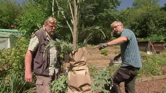 Martin Krumbein und Jörg Heiß stehen bei einer Cardy.