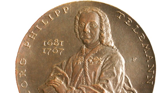 Plakette mit Portrait und Lebensdaten von Georg Philipp Telemann