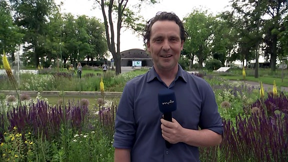 Reporter Stefan Ganß berichtet von der Landesgartenschau.