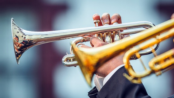 Canadian Brass spiegeln sich in der Trompete von Chris Coletti