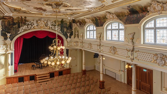 Blick in den Saal "Goldener Löwe" in Hainichen