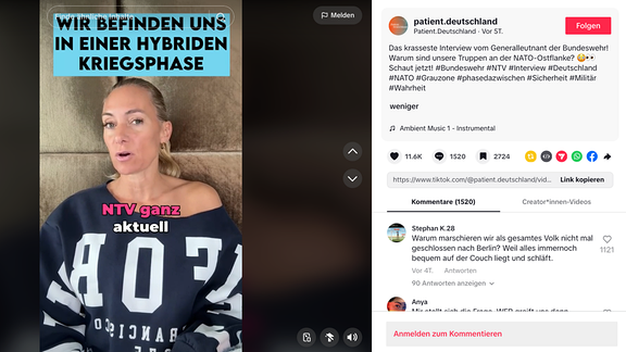 Befindet sich Deutschland in einem "hybriden Kriegszustand"? Eine TikTok-Creatorin behauptet das auf ihrem Account "patient.deutschland".