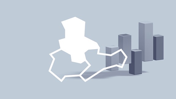 Stilisierte Wahldiagramme, davor ein Piktogramm mit den Umrissen Mitteldeutschlands, Sachsen-Anhalt eingefärbt.