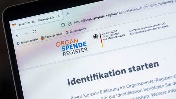 Die Website des neuen Organspenderegisters, das beim Bundesinstitut für Arzneimittel und Medizinprodukte angesiedelt ist 