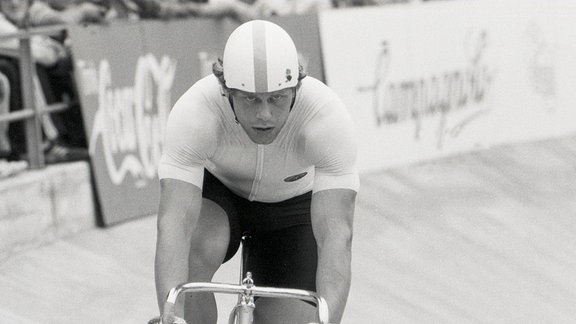 Michael Hübner bei der Bahnrad-WM 1983