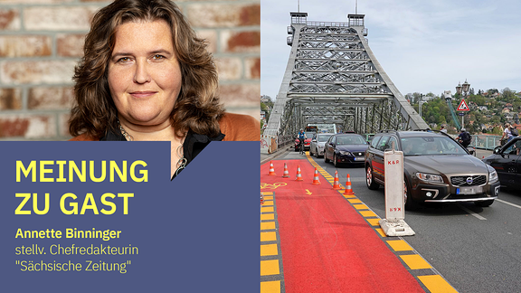 Annette Binninger, stellvertretende Chefredakteurin der "Sächsischen Zeitung" zum Thema Fahrradstreifen auf dem Blauen Wunder in Dresden.