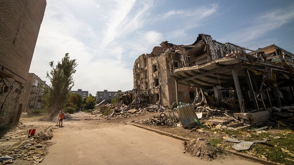 Zerstörte Gebäude in Pokrowsk. 2. September 2024.