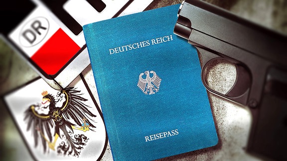 Reichsbürger-Pass, Nummernschild und Waffe