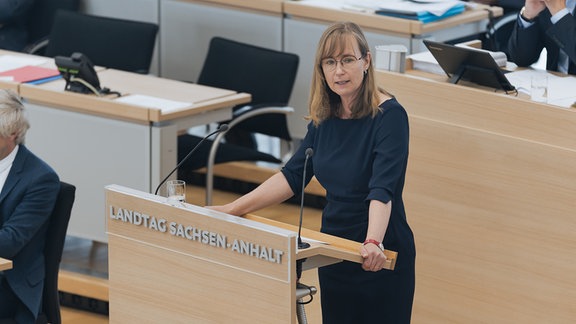 Eva von Angern im Landtag von Sachsen-Anhalt.