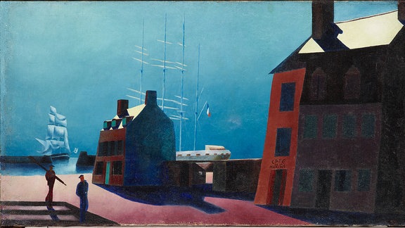 T. Lux Feininger, Café de la Marine, 1931-1932, Kulturstiftung Sachsen-Anhalt, Kunstmuseum Moritzburg Halle (Saale)