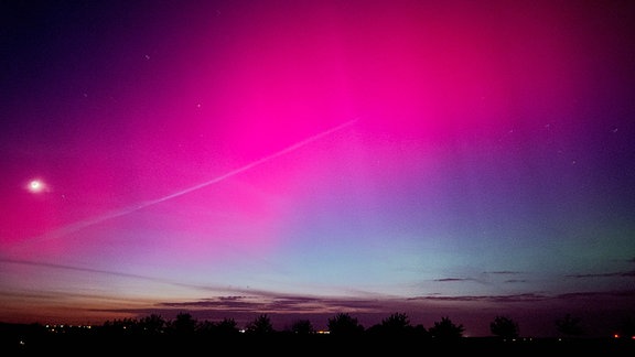 Polarlichter am Aussichtsturm Striegistal.