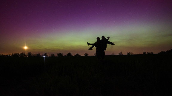 Polarlichter am Aussichtsturm Striegistal.