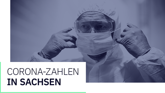 Corona-Grafiken und Zahlen Sachsen Ein Arzt in Schutzkleidung setzt eine Maske auf.