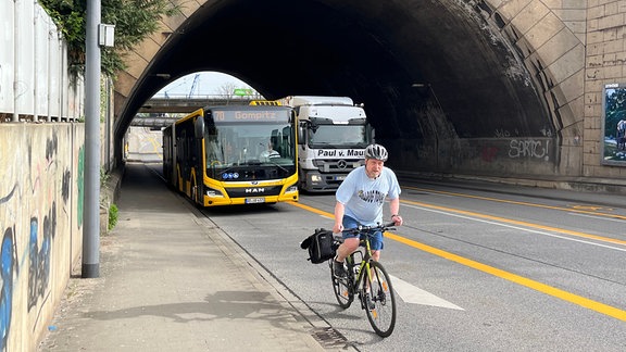 Radverkehr auf dem Blauen Wunder