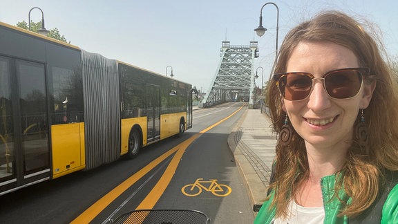 Radverkehr auf dem Blauen Wunder