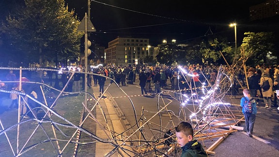 Lichtinstallationen zum Lichtfest in Leipzig