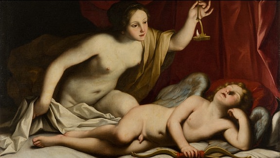 Elisabetta Sirani, Amor und Psyche, um 1660, Öl auf Leinwand, 97,5 x 142 cm