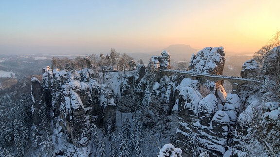 Basteibrücke im Winter