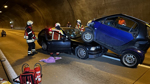 Unfallübrung im Tunnel auf der A4 bei Görlitz.