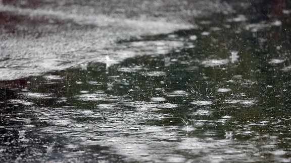 Regen und Pfütze.