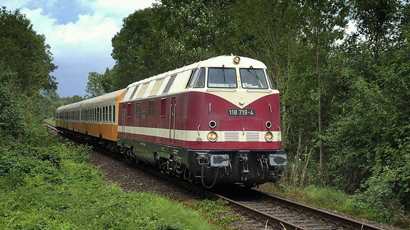 Ein Trriebwagen 118 719 EBS nahe Bad Sulza Nord