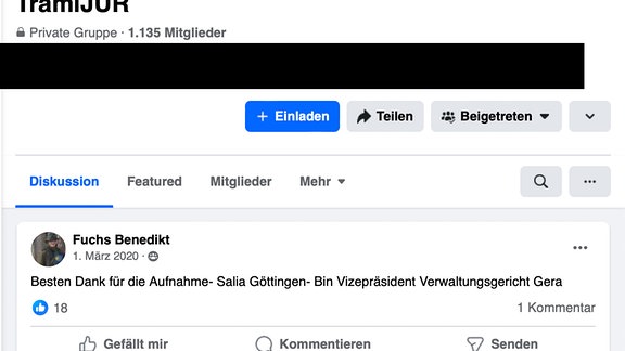 "Ein Screenshot von einer Facebook-Gruppe."