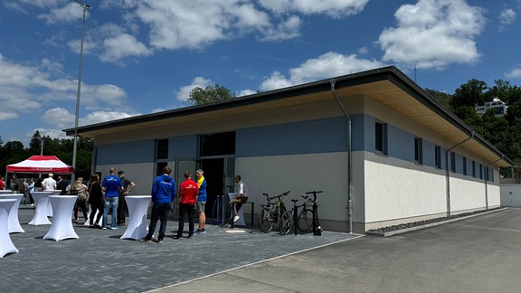 Funktionsgebäude am neuen Leichtathletik-Stadion in Jena