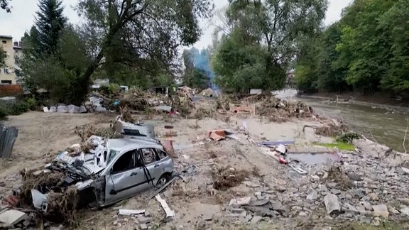 Hochwasserschäden im polnischen Ort Glucholazy