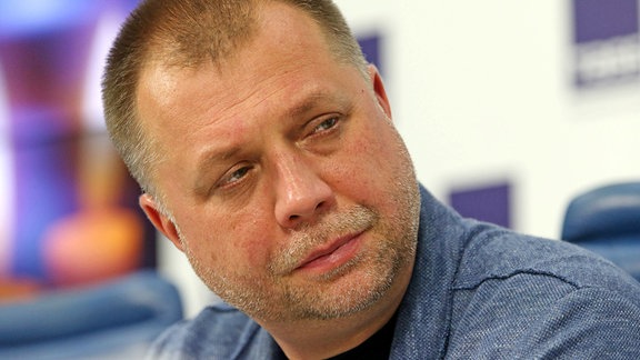 Alexander Borodai, Leiter der Union der Donbass Volunteers, während einer Pressekonferenz