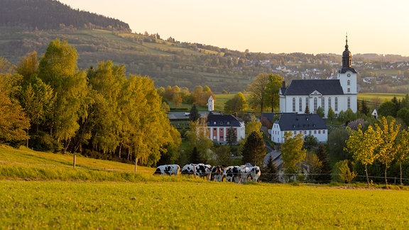 Ansicht von Mildenau mit Kirche