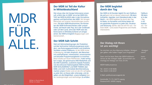 Deckblatt des Flyers MDR für Alle