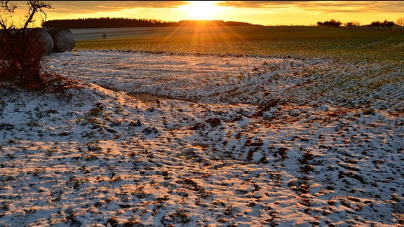 Erster Schnee im Mansfelder Land