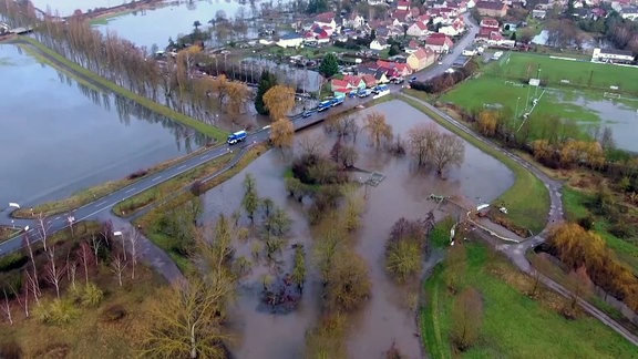 Blick auf Hochwasser.