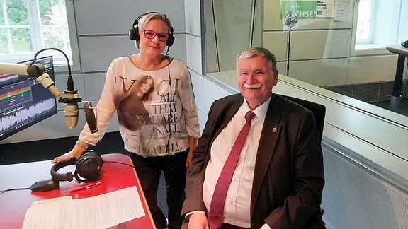 Henriette Schmidt und Siegfried Schlegel im Sachsenradio-Studio