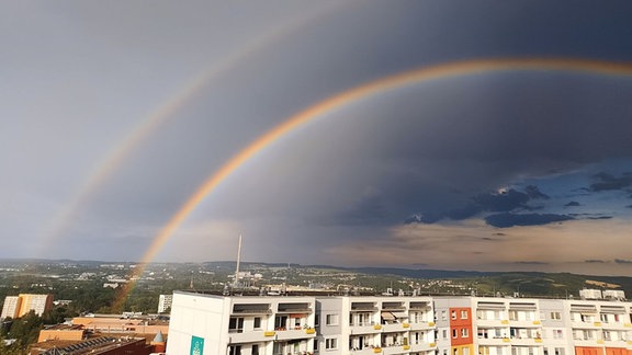 Doppelter Regenbogen über Chemnitz