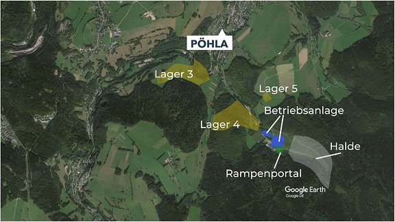 Auf einer Landkarte sind verschiedene Orte eingetragen