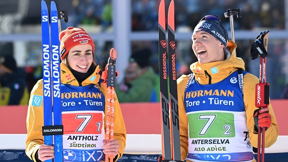 Vanessa Voigt und Justus Strelow vor der Siegerehrung.