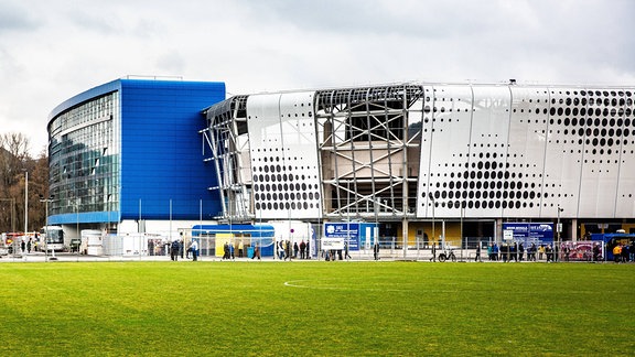 Eine Aussenansicht des Stadions in Jena.