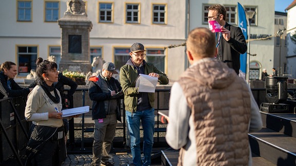 Menschen bei Filmaufnahmen