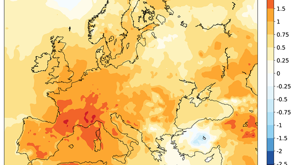 Average surface air temperature anomaly for 2022, relative to the 1991–2020 reference period.