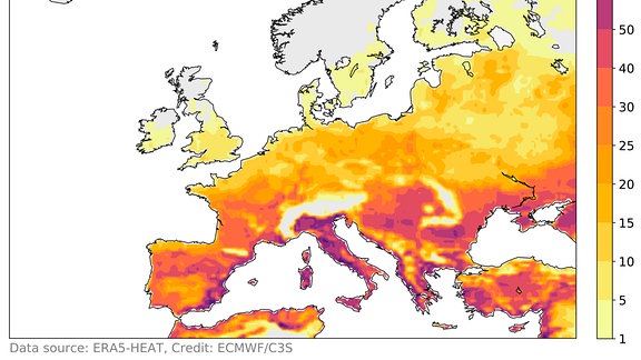 Eine eingefärbte Landkarte von Europa.